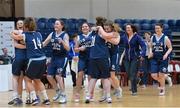 23 January 2014; Gallen CS Ferbane players celebrate at the end of the match. All-Ireland Schools Cup U16C Girls Final, Gallen CS Ferbane, Co. Offaly v St Josephs Charlestown, Co. Mayo, National Basketball Arena, Tallaght, Co. Dublin. Picture credit: Ramsey Cardy / SPORTSFILE