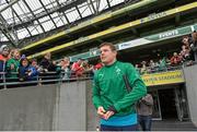 24 January 2014; Ireland's Brian O'Driscoll makes his way onto the pitch for the start of squad training ahead of their opening RBS Six Nations Rugby Championship game against Scotland on Sunday the 2nd of February. Ireland Rugby Squad Training, Aviva Stadium, Lansdowne Road, Dublin. Picture credit: Matt Browne / SPORTSFILE