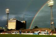 20 May 2005; A rainbow forms during the first half, eircom League, Premier Division, Shamrock Rovers v Waterford United, Dalymount Park, Dublin. Picture credit; David Maher / SPORTSFILE