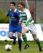 20 May 2005; Patrick McCourt, Shamrock Rovers, in action against Vinny Sullivan, Waterford United. eircom League, Premier Division, Shamrock Rovers v Waterford United, Dalymount Park, Dublin. Picture credit; David Maher / SPORTSFILE