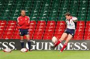 22 May 2005; Ronan O'Gara practices his place kicking during a British and Irish Lions training session. University of Glamorgan playing fields, Treforest, Cardiff, Wales. Picture credit; Tim Parfitt / SPORTSFILE
