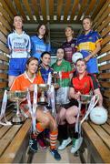 24 January 2014; Pictured at the launch of the 2014 TESCO Homegrown Ladies National Football League are, from left, Sharon Courtney, Monaghan, Caroline O'Hanlon, Armagh, Noelle Healy, Dublin, Lucy Mulhall, Wicklow, Aisling Tarpey, Mayo, Sinead Burke, Galway, Kyla Traynor, Down and Samantha Lambert, Tipperary . The League gets underway on Sunday February 2nd with 30 counties competing in 4 Divisions. There are 7 rounds with the top 4 teams in each division proceeding to the semi finals and the bottom team being relegated. The Division 1,2 and 3 finals take place in Parnell Park on May 10th and will be televised live on TG4. Tesco, Clarehall, Dublin. Picture credit: David Maher / SPORTSFILE