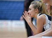 24 January 2014; Claire Thompson, St Genevieves Belfast, watches on from the bench. All-Ireland Schools Cup U19C Girls Final, St Genevieves Belfast, Co. Antrim v Glenamaddy Community School, Co. Galway, National Basketball Arena, Tallaght, Co. Dublin. Picture credit: Ramsey Cardy / SPORTSFILE