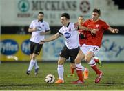 24 January 2014; Richie Towell, Dundalk, in action against Paul Diaby, Barnsley. Pre-Season Friendly, Dundalk v Barnsley, Oriel Park, Dundalk, Co. Louth. Photo by Sportsfile