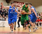 24 January 2014; Remigijus Dimiciukas, Dublin Inter, in action against Niall O'Reilly, C&S UCC Demons. Basketball Ireland National Men's Senior Cup Final, C&S UCC Demons, Cork v Dublin Inter, National Basketball Arena, Tallaght, Co. Dublin. Picture credit: Brendan Moran / SPORTSFILE