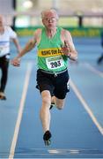 25 January 2014; Brendan Dennehy, centre, Rising Sun A.C, Co. Cork, on his way to winning the M7 60m race during in the Woodie’s DIY Master Indoor Championships of Ireland. Athlone Institute of Technology Arena, Athlone, Co. Westmeath. Picture credit: Barry Cregg / SPORTSFILE