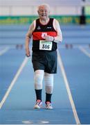 25 January 2014; Eighty nine year old Hugh Gallagher, Milford A.C., Co. Donegal, competing in the M11 60m race during in the Woodie’s DIY Master Indoor Championships of Ireland. Athlone Institute of Technology Arena, Athlone, Co. Westmeath. Picture credit: Barry Cregg / SPORTSFILE