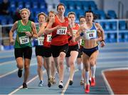 25 January 2014; Niamh Fitzgerald, Lucan Harriers A.C., Dublin, leads the field in the M1 Womens 800m race during in the Woodie’s DIY Master Indoor Championships of Ireland. Athlone Institute of Technology Arena, Athlone, Co. Westmeath. Picture credit: Barry Cregg / SPORTSFILE