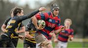 25 January 2014; Ben Reilly, Clontarf, in action against Mark Doyle, Young Munster. Ulster Bank League, Division 1A, Young Munster v Clontarf, Tom Clifford Park, Limerick. Picture credit: Diarmuid Greene / SPORTSFILE