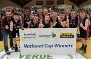 25 January 2014; KUBS players and management celebrate with the cup after the game. Basketball Ireland Men's U20 National Cup Final, Neptune BC, Cork v KUBS, Dublin. National Basketball Arena, Tallaght, Co. Dublin. Photo by Sportsfile