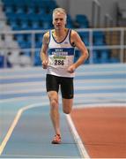 25 January 2014; Joe Gough, West Waterford A.C. on his way to winning the M6 Mens 800m race during in the Woodie’s DIY Master Indoor Championships of Ireland. Athlone Institute of Technology Arena, Athlone, Co. Westmeath. Picture credit: Barry Cregg / SPORTSFILE