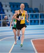 25 January 2014; Ken Deevy, Kilkenny City Harriers A.C. on his way to winning the M5 Mens 800m race during in the Woodie’s DIY Master Indoor Championships of Ireland. Athlone Institute of Technology Arena, Athlone, Co. Westmeath. Picture credit: Barry Cregg / SPORTSFILE
