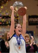 24 January 2014; Team Montenotte Hotel Cork captain Grainne Dwyer lifts the cup after the game. Basketball Ireland National Women's Senior Cup Final, UL Huskies, Limerick v Team Montenotte Hotel Cork, National Basketball Arena, Tallaght, Co. Dublin. Picture credit: Brendan Moran / SPORTSFILE