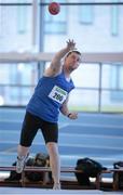 25 January 2014; Martin O'Donnell, Olympian Youth & A.C., competing in the M1 Men's Shot Putt during the Woodie’s DIY Master Indoor Championships of Ireland. Athlone Institute of Technology Arena, Athlone, Co. Westmeath. Picture credit: Barry Cregg / SPORTSFILE
