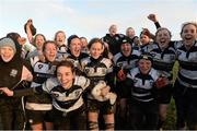 25 January 2014; Old Belvedere J1's celebrate after winning the Leinster Women's League Division 1 Final. Leinster Rugby Women's Finals Day, Clondalkin RFC v Old Belvedere RFC, Edenderry RFC, Edenderry, Co. Offaly. Picture credit: Matt Browne / SPORTSFILE
