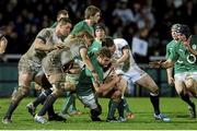 25 January 2014; Jack McGrath, Ireland Wolfhounds, is tackled by Luke Wallace, left, and Freddie Burns, England Saxons. Representative Fixture, England Saxons v Ireland Wolfhounds, Kingsholm, Gloucester, England. Picture credit: Rogan Thomson / SPORTSFILE
