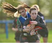 25 January 2014; Lisa McCormack, Arklow RFC, is tackled by Lauren Farrell, Gorey RFC, League Division 3 Final. Arklow RFC v Gorey RFC, Leinster Rugby Women's Finals Day, Edenderry RFC, Edenderry, Co. Offaly. Picture credit: Matt Browne / SPORTSFILE