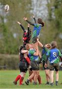 25 January 2014; Fiona Murphy, Gorey RFC, takes the ball in a lineout against Wioletta Godkin, Arklow RFC, League Division 3 Final. Arklow RFC v Gorey RFC, Leinster Rugby Women's Finals Day, Edenderry RFC, Edenderry, Co. Offaly. Picture credit: Matt Browne / SPORTSFILE