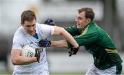 26 January 2014; Eoghan O'Flaherty, Kildare, in action against Caolan Young, Meath. Bord na Mona O'Byrne Cup, Final, Kildare v Meath. St Conleth's Park, Newbridge, Co. Kildare. Picture credit: Brendan Moran / SPORTSFILE