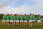 26 January 2014; The Leitrim team line up during the playing of the National Anthem. FBD League, Final, Leitrim v Roscommon. Páirc Sean Mac Diarmada, Carrick on Shannon, Co. Leitrim. Picture credit: David Maher / SPORTSFILE