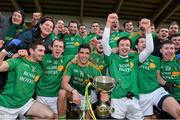 26 January 2014; Leitrim players and management celebrate at the end of the game. FBD League, Final, Leitrim v Roscommon. Páirc Sean Mac Diarmada, Carrick on Shannon, Co. Leitrim. Picture credit: David Maher / SPORTSFILE