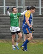 26 January 2014; John Mulligan, Leitrim, celebrates after scoring his side's second goal. FBD League, Final, Leitrim v Roscommon. Páirc Sean Mac Diarmada, Carrick on Shannon, Co. Leitrim. Picture credit: David Maher / SPORTSFILE