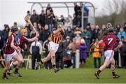 26 January 2014; Henry Shefflin, Kilkenny, shoots goalwards under pressure from Galway players Sylvie 'Og' Linnane, 7, Davy Glennon and Fergal Moore. Bord Na Mona Walsh Cup, Semi-Final, Kilkenny v Galway, St. Lachtain's GAA Club, Freshford, Co. Kilkenny. Picture credit: Ray McManus / SPORTSFILE