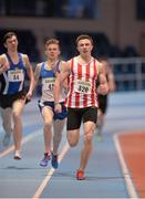 26 January 2014; Harry Purcell, Trim A.C., Co. Meath, on his way to winning the Junior Men's 800m at the Woodie’s DIY Junior & U23 Championships of Ireland. Athlone Institute of Technology International Arena, Athlone, Co. Westmeath. Photo by Sportsfile