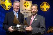 21 May 2005; GAA President Sean Kelly presents the GAA MacNamee Hall of Fame Award to Fr. Seamus Gardnier. Burlington Hotel, Dublin. Picture credit; Ray McManus / SPORTSFILE