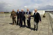 23 May 2005; Surviving members of the 1947 All-Ireland Football Final, from left; Gus Cremin, Kerry, Tony Tighe, Cavan, John Wilson, Cavan, Kieran O'Neill, representing his father Maritn who was the referee and Teddy Sullivan, Kerry, with the Sam Maguire at the inaugural, Lucozade Sport sponsored, Association of Sports Journalists in Ireland Sporting Legends lunch to honour the surviving members of the 1947 All-Ireland Football Final played in the Polo Grounds, New York. Jury's Hotel, Ballsbridge, Dublin. Picture credit; Ray McManus / SPORTSFILE