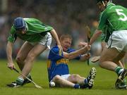 21 May 2005; Stephen Lucey and Ollie Moran (5), Limerick, in action against Ger O'Grady, Tipperary. Guinness Munster Senior Hurling Championship Quarter-Final Replay, Limerick v Tipperary, Gaelic Grounds, Limerick. Picture credit; Brendan Moran / SPORTSFILE