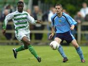 27 May 2005; Robbie Martin, UCD, in action against Bernard Daniels, Shamrock Rovers. eircom League, Premier Division, UCD v Shamrock Rovers, Belfield Park, UCD, Dublin. Picture credit; Damien Eagers / SPORTSFILE