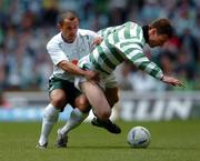 29 May 2005; Craig Beattie, Celtic XI, in action against Stephen Carr, Republic of Ireland XI. Jackie McNamara Testimonial, Celtic XI v Republic of Ireland XI, Celtic Park, Glasgow, Scotland. Picture credit; David Maher / SPORTSFILE