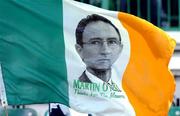 29 May 2005; Celtic supporters show their support with a Tri -Colour flag for Martin O'Neill, former Celtic manager. Jackie McNamara Testimonial, Celtic XI v Republic of Ireland XI, Celtic Park, Glasgow, Scotland. Picture credit; David Maher / SPORTSFILE
