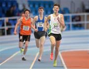 26 January 2014; Kevin Kelly, St. Coca's A.C., Co. Kildare, on his way to winning his heat in the Men's Junior 800m at the Woodie’s DIY Junior & U23 Championships of Ireland. Athlone Institute of Technology International Arena, Athlone, Co. Westmeath. Photo by Sportsfile