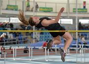 26 January 2014; Grace McKenzie, Belgooly A.C., Co. Cork, competing in the Junior Women's High Jump at  the Woodie’s DIY Junior & U23 Championships of Ireland. Athlone Institute of Technology International Arena, Athlone, Co. Westmeath. Photo by Sportsfile