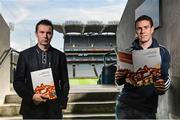 27 January 2014; Former Armagh footballer Oisin McConville, left, and Offaly footballer Niall McNamee at the launch of the GAA/GPA Gambling Guidelines. Croke Park, Dublin. Picture credit: David Maher / SPORTSFILE