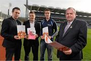 27 January 2014; Uachtarán Chumann Lúthchleas Gael Liam Ó Néill, right, with former Armagh footballer Oisin McConville, left, Dessie Farrell, CEO of the Gaelic Players Association, and Offaly footballer Niall McNamee, second from right, at the launch of the GAA/GPA Gambling Guidelines. Croke Park, Dublin. Picture credit: David Maher / SPORTSFILE