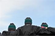 26 January 2014; Kildare players wearing wooly hats during a team huddle before the game. Bord na Mona O'Byrne Cup, Final, Kildare v Meath. St Conleth's Park, Newbridge, Co. Kildare. Picture credit: Brendan Moran / SPORTSFILE