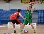 28 January 2014; Odhran Eastwood, St Malachys, in action against Peter Conroy, Presentation College Bray. All-Ireland Schools Cup U19A Boys Final, St Malachys v Presentation College Bray, National Basketball Arena, Tallaght, Co. Dublin. Photo by Sportsfile