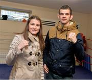 28 January 2014; In attendance at the official opening of Bray Boxing Club are boxers Kate Taylor, left, and Adam Nolan. Bray Boxing Club, Bray, Co. Wicklow. Picture credit: Ramsey Cardy / SPORTSFILE