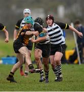 28 January 2014; Tom Byrne, Cistercian College, is tackled by Eoghan Monaghan, St. Patrick's Classical School. Fr. Godfrey Cup, Semi-Final, Cistercian College v St. Patrick's Classical School, Newbridge College, Newbridge, Co. Kildare. Picture credit: Barry Cregg / SPORTSFILE