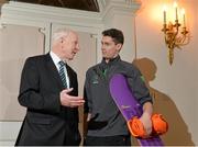 29 January 2014; In attendance at the announcement of the Ireland 2014 Winter Olympic team are Pat Hickey, Chairperson of the European Olympic Committee and President of the Olympic Council of Ireland, left, and Team Ireland Winter Olympic athlete Seamus O'Connor. The Merrion Hotel, Dublin. Picture credit: Ramsey Cardy / SPORTSFILE
