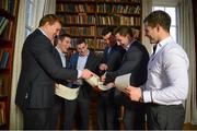 29 January 2014; Leinster Rugby Academy today presented this year's graduates Jordi Murphy, Martin Moore, John Cooney, Jack O'Connell, Ben Marshall, Darren Hudson, Sam Coghlan Murray and Noel Reid with their Diploma in Professional Rugby. Pictured after the presentation of awards are graduates, from left, Jack O'Connell, John Cooney, Noel Reid, Ben Marshall, Darren Hudson and Sam Coghlan Murray. Leinster Rugby Academy Graduation, RDS, Ballsbridge, Dublin. Picture credit: Pat Murphy / SPORTSFILE