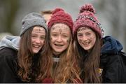 29 January 2014; Newbridge College supporters, from left, Muireann Whelan, Leah Delaney and Roisin Horan at the game. Beauchamps Leinster Schools Senior Cup, 1st Round, Newbridge College v Cistercian College, Roscrea. Carlow RFC, Co. Carlow. Picture credit: Matt Browne / SPORTSFILE