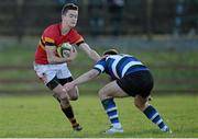 29 January 2014; Tomas Tracey, CBC, is tackled by JJ O'Neill, Crescent College Comprehensive. SEAT Munster Schools Senior Cup, 1st Round, Crescent College Comprehensive v CBC Cork, Old Crescent RFC, Rosbrien, Limerick. Picture credit: Diarmuid Greene / SPORTSFILE
