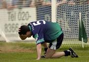 29 May 2005; John Niblock, London, reacts having hit the bar with a fisted shot late in the game. Bank of Ireland Connacht Senior Football Championship, London v Roscommon, Emerald Gaelic Grounds, Ruislip, London. Picture credit; Brian Lawless / SPORTSFILE