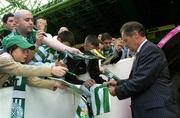29 May 2005; Brian Kerr, Republic of Ireland manager signs autographs for supporters. Jackie McNamara Testimonial, Celtic XI v Republic of Ireland XI, Celtic Park, Glasgow, Scotland. Picture credit; David Maher / SPORTSFILE
