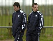 31 May 2005; Steven Finnan, right and Joe Murphy who both did not take part in Republic of Ireland squad training. Malahide FC, Malahide, Dublin. Picture credit; Damien Eagers / SPORTSFILE