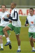 31 May 2005; Republic of Ireland players, Andy O'Brien, left, Steven Reid and Ian Harte, in action during squad training. Malahide FC, Malahide, Dublin. Picture credit; Damien Eagers / SPORTSFILE